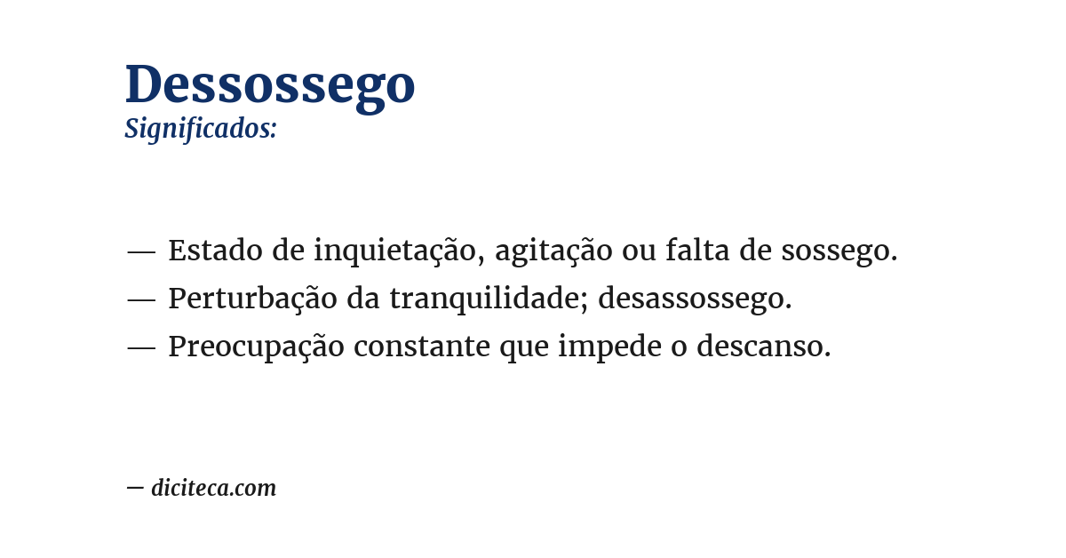 Significado de dessossego