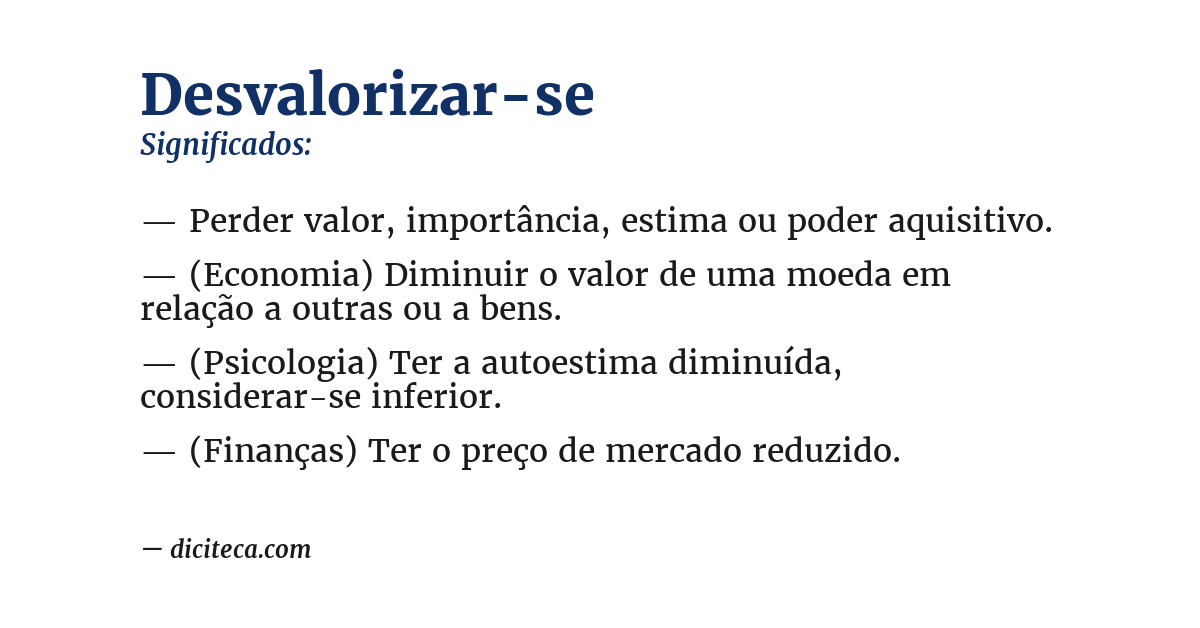 Significado de desvalorizar-se