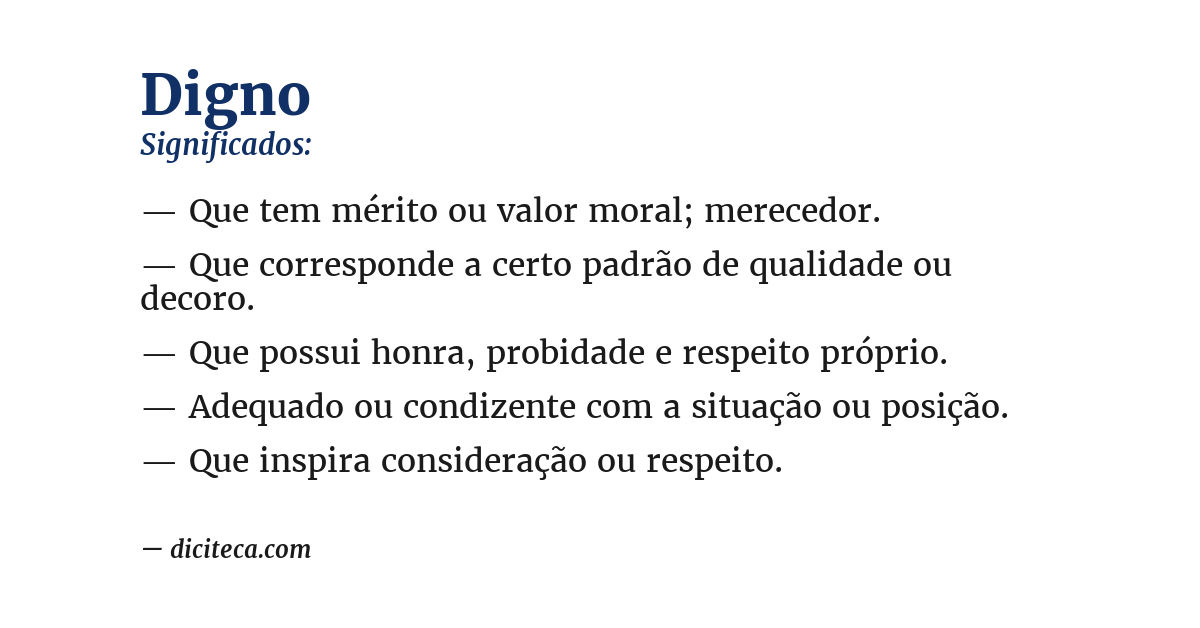 Significado de digno