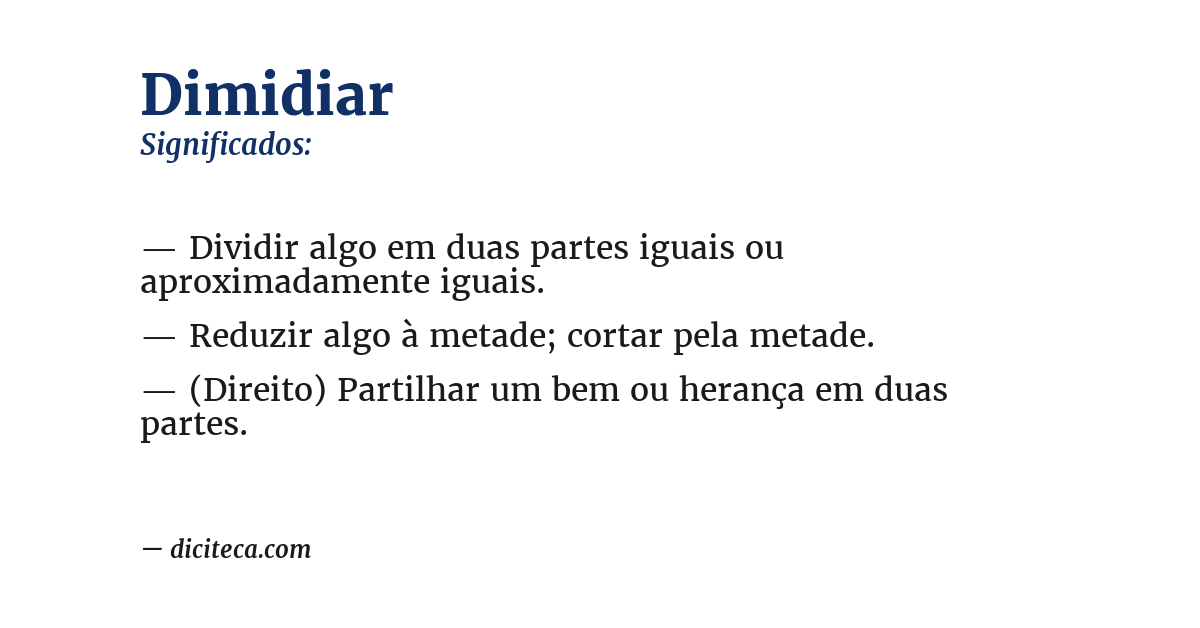 Significado de dimidiar