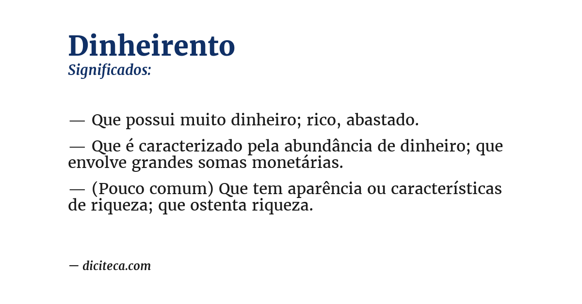 Significado de dinheirento