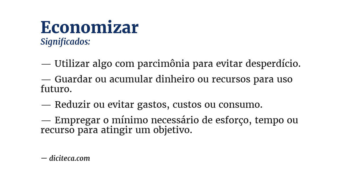 Significado de economizar