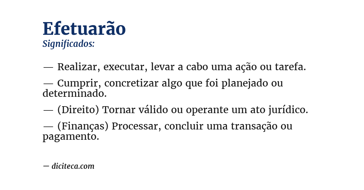 Significado de efetuarão