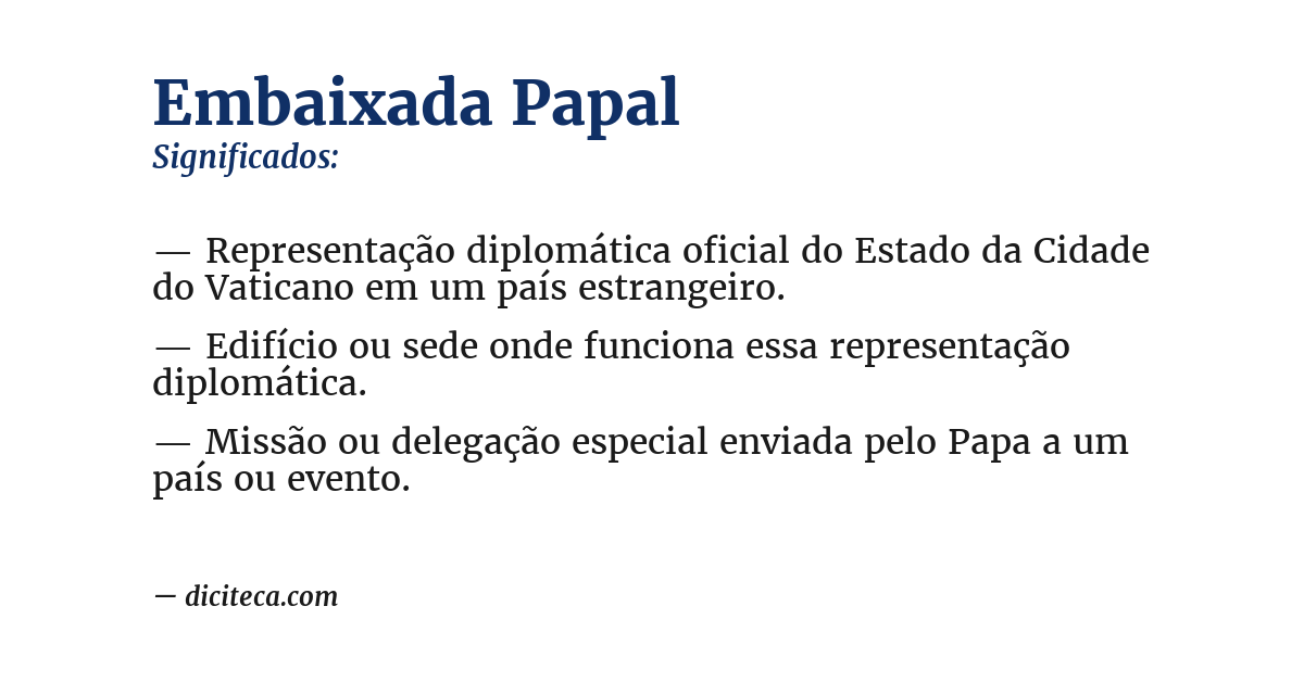 Significado de embaixada papal