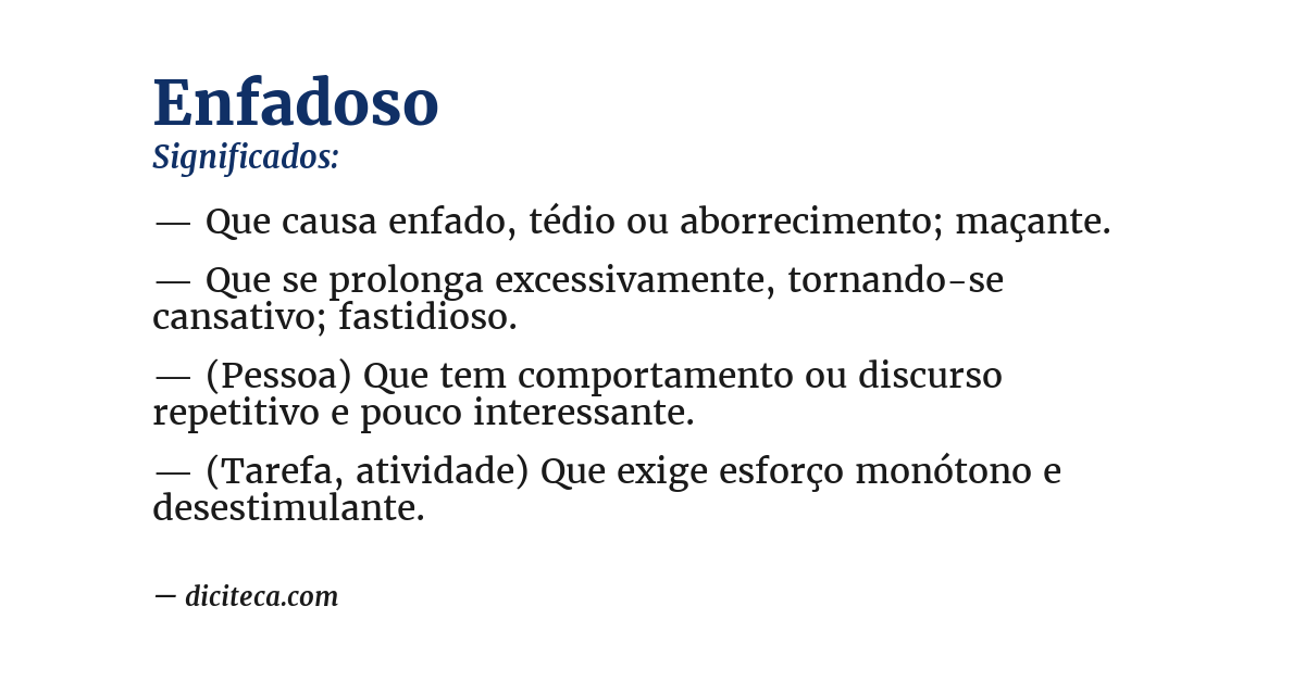 Significado de enfadoso