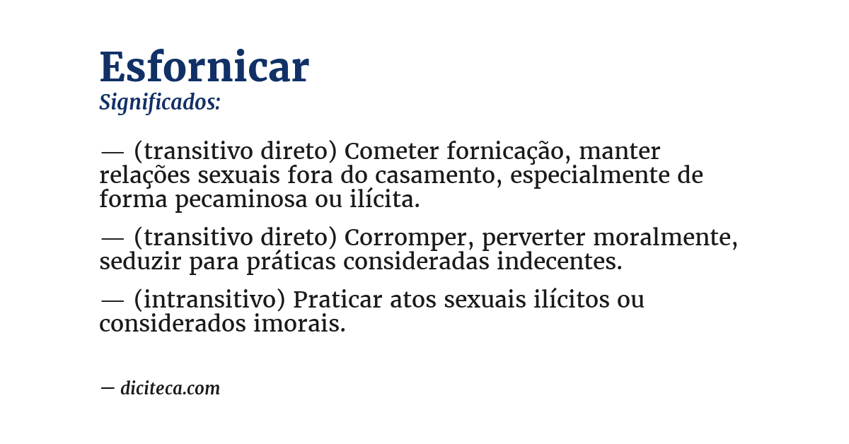 Significado de esfornicar