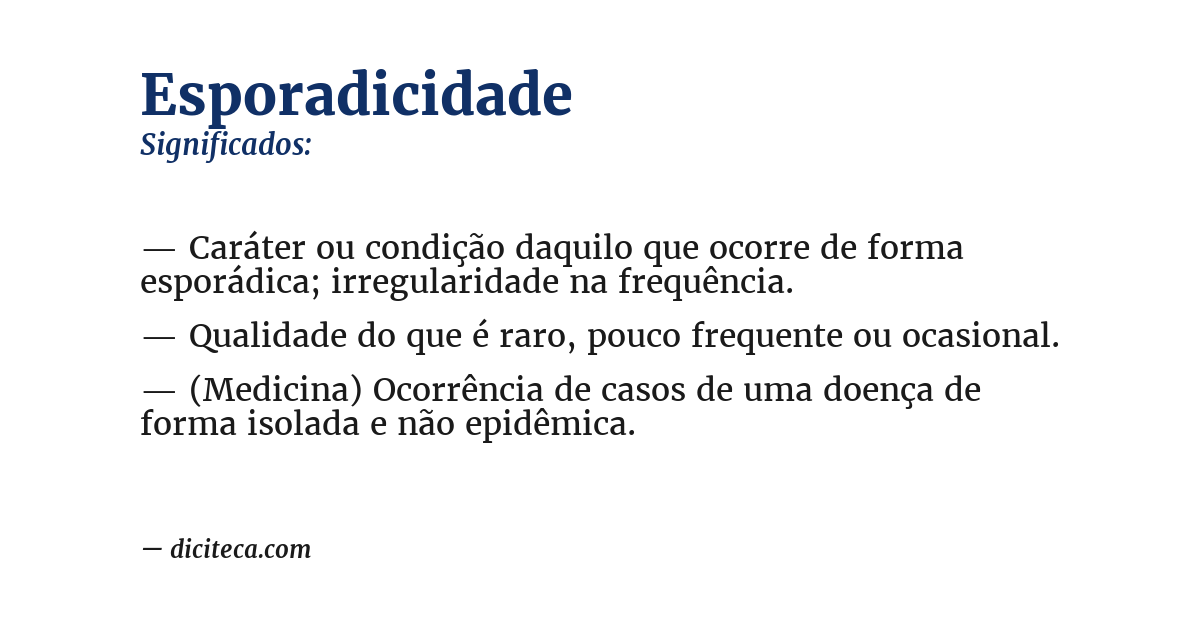 Significado de esporadicidade