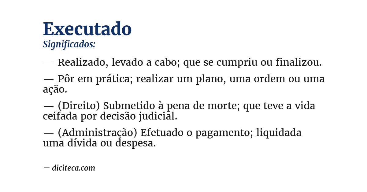 Significado de executado