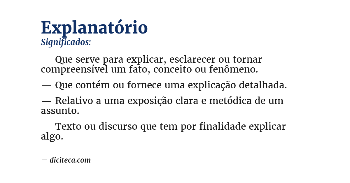 Significado de explanatório