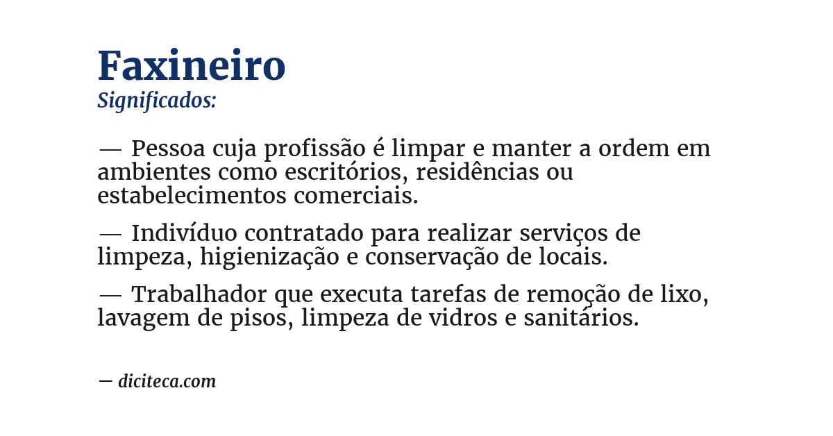 Significado de faxineiro