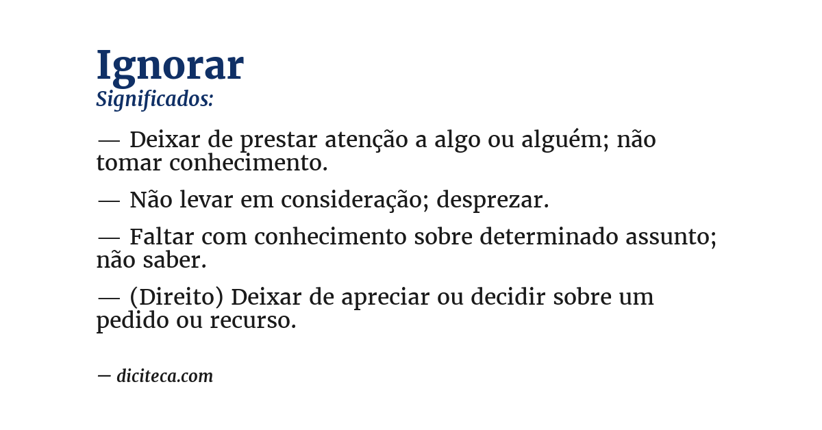 Significado de ignorar