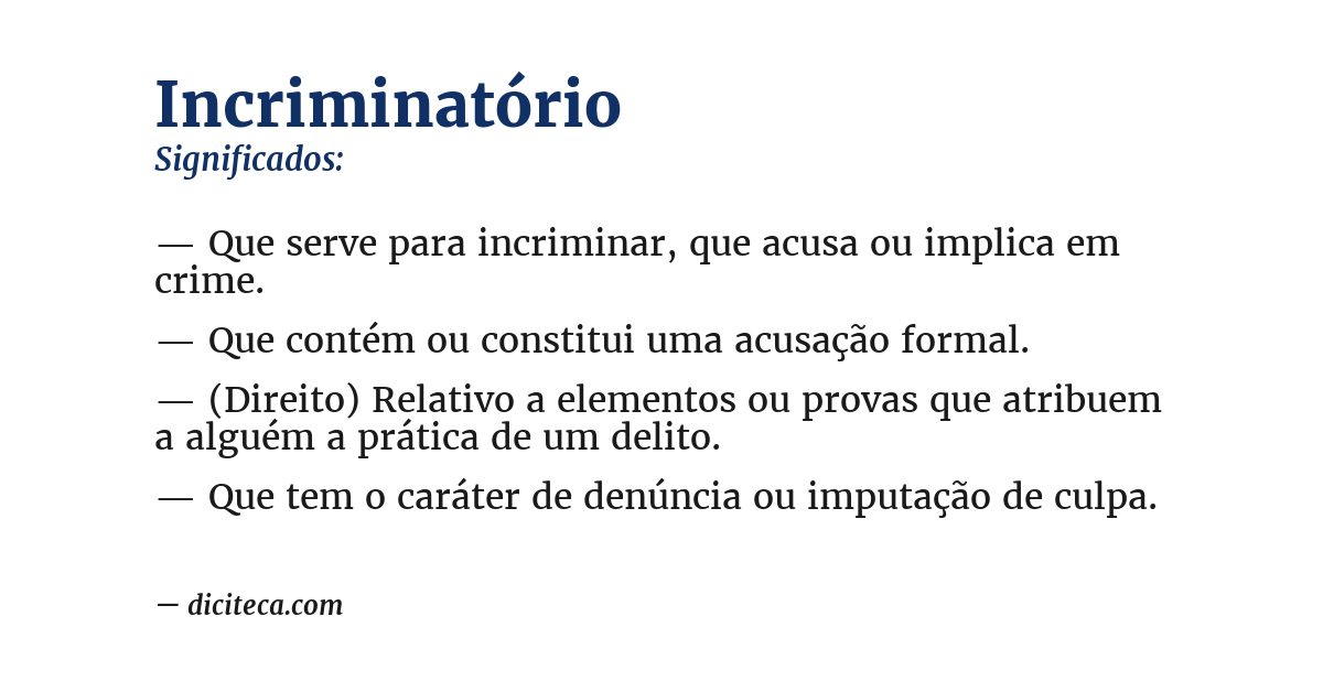Significado de incriminatório