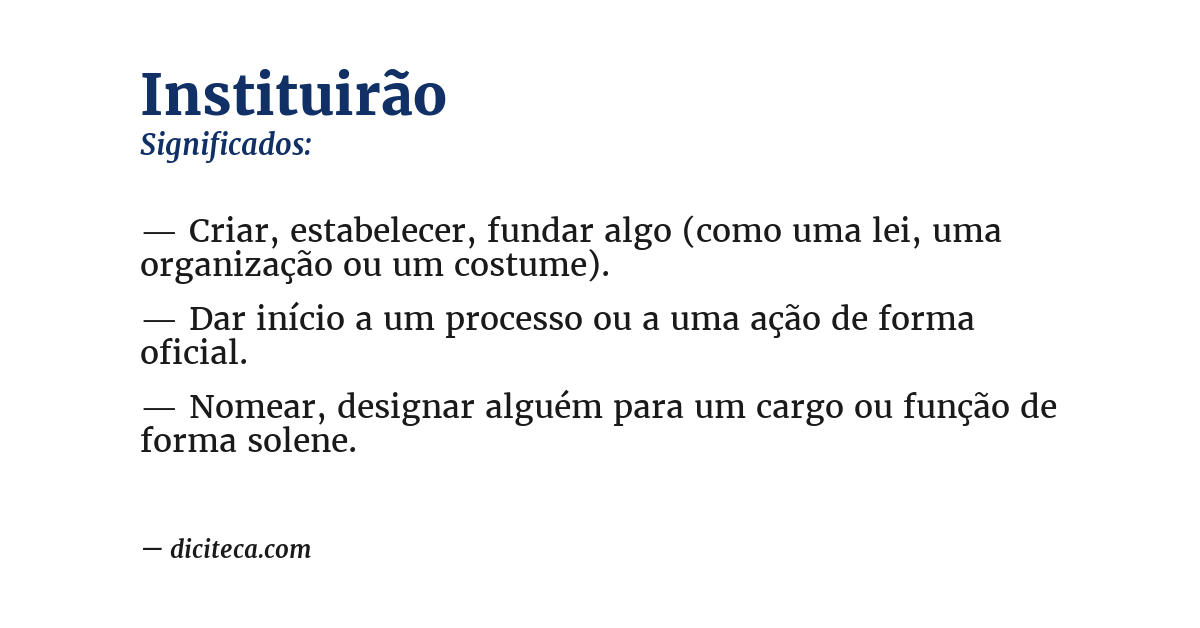Significado de instituirão