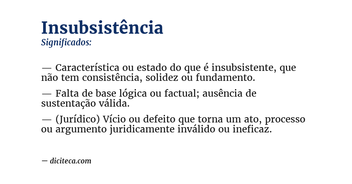 Significado de insubsistência