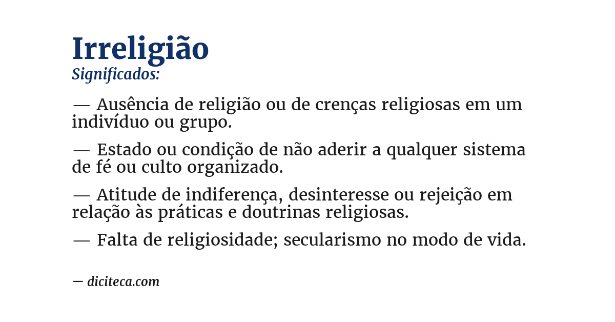 Significado de irreligião