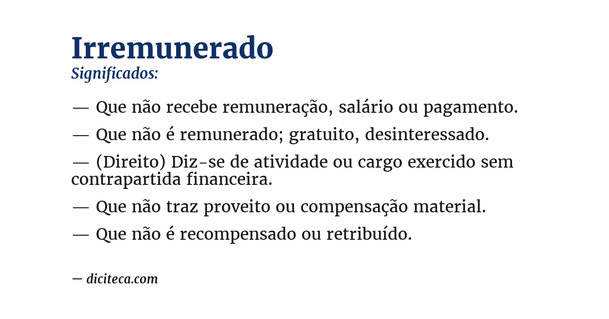 Significado de irremunerado