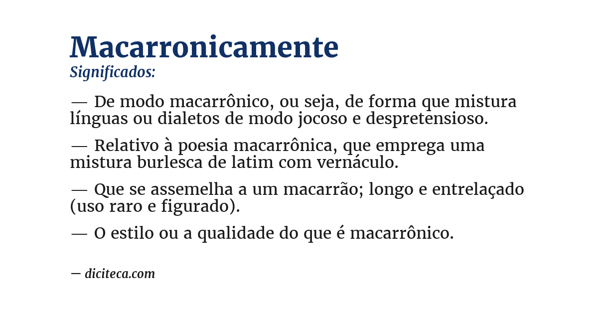 Significado de macarronicamente