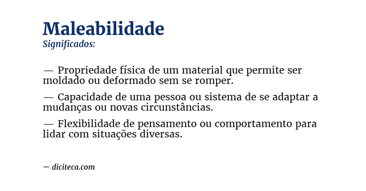 Significado de maleabilidade