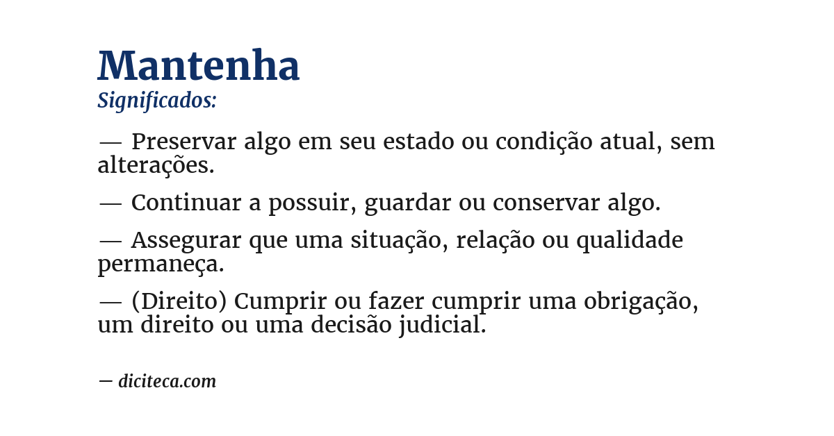 Significado de mantenha