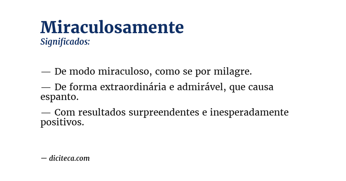 Significado de miraculosamente