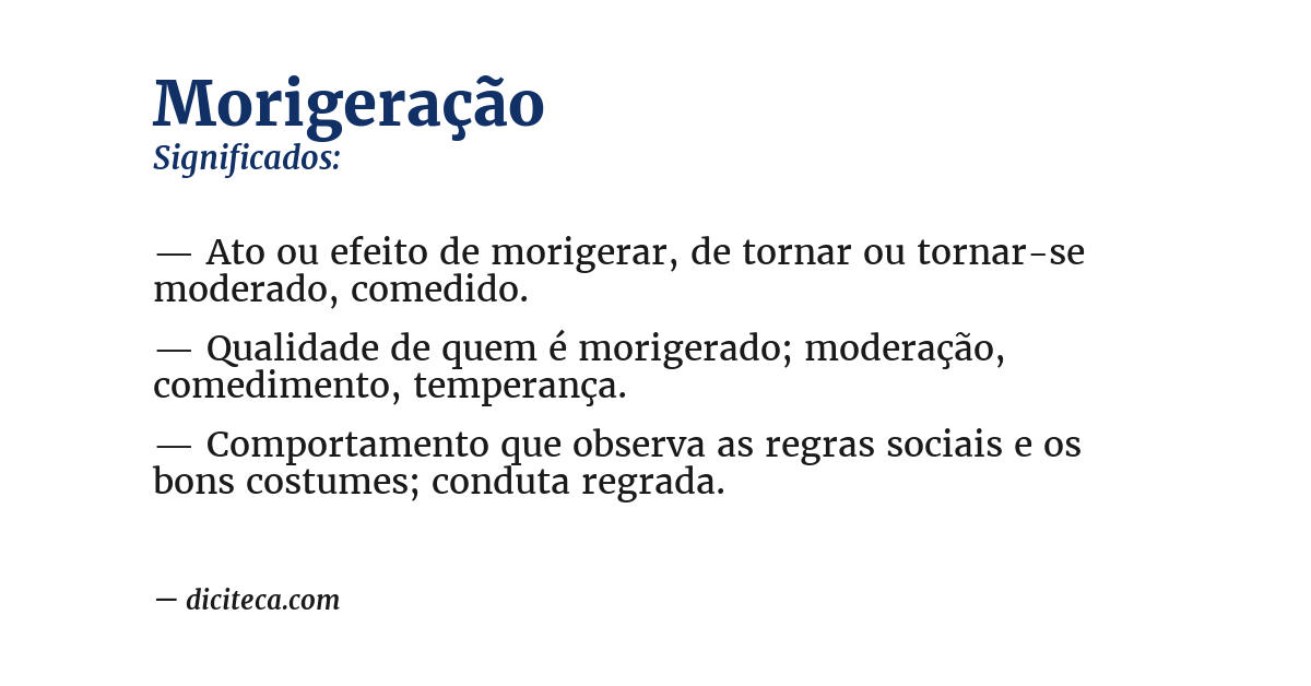 Significado de morigeração