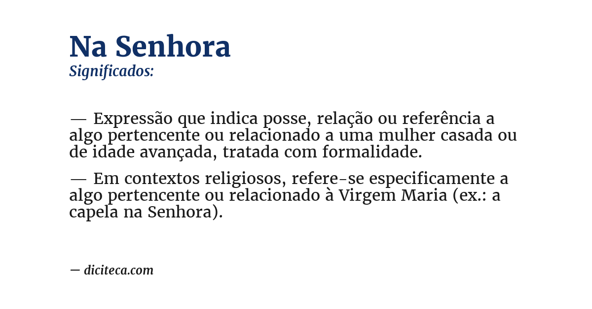 Significado de na senhora