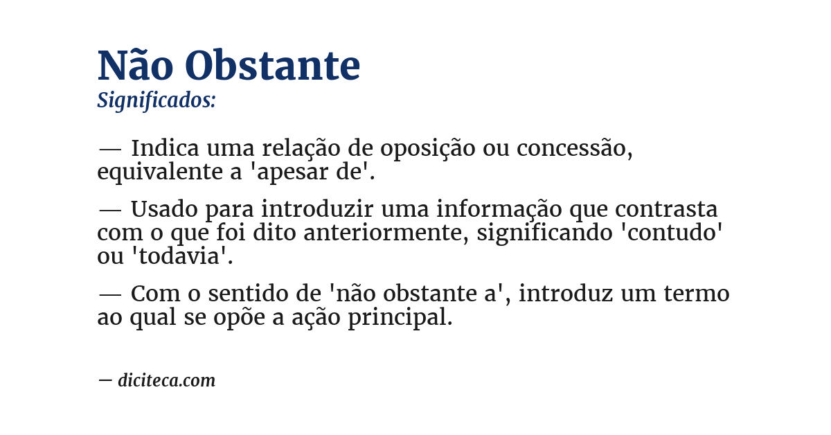 Significado de não obstante