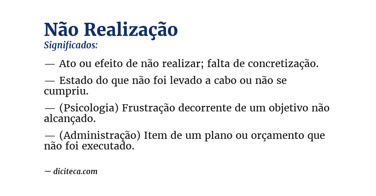 Significado de não realização