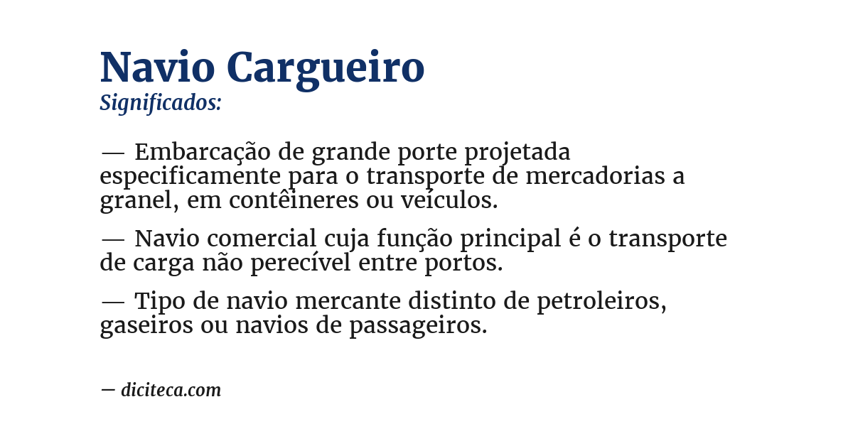 Significado de navio cargueiro