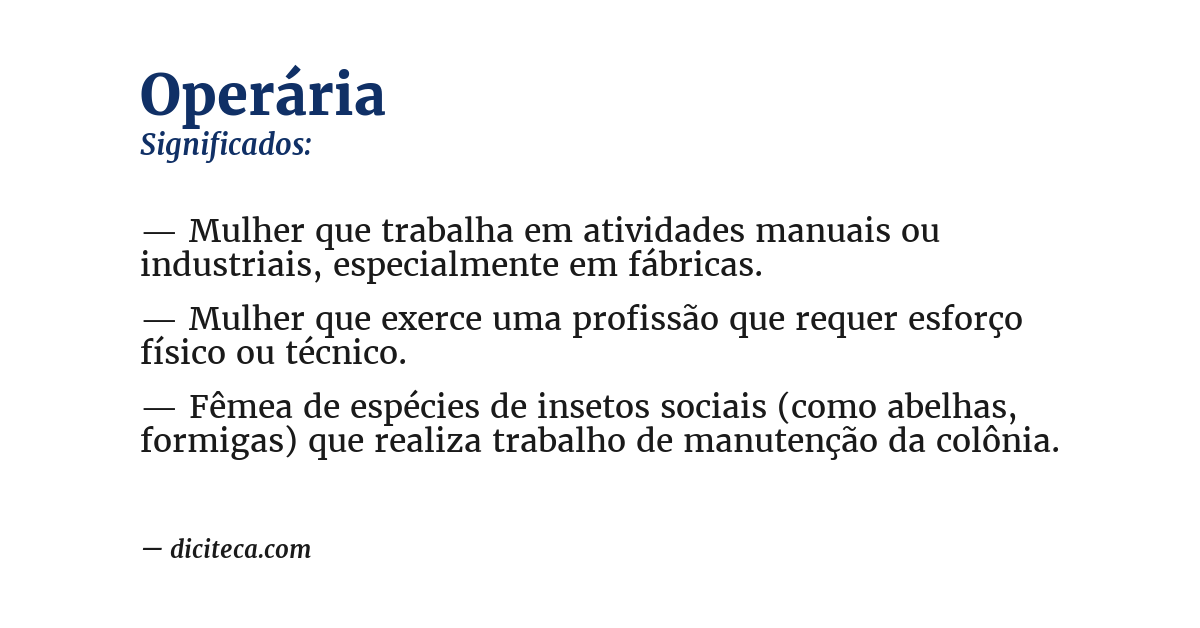 Significado de operária