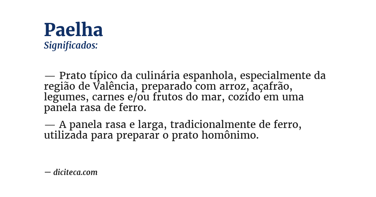 Significado de paelha