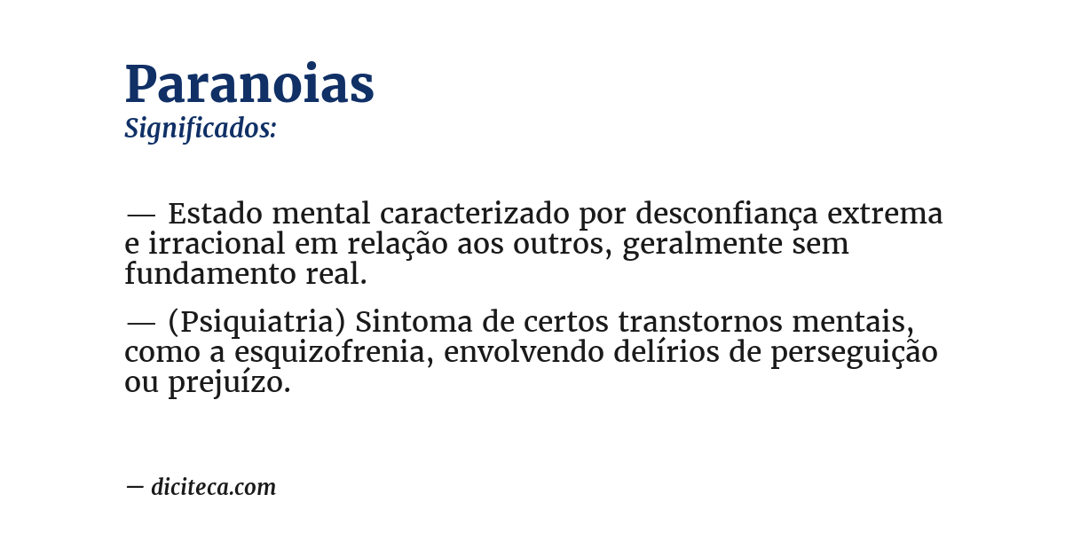 Significado de paranoias