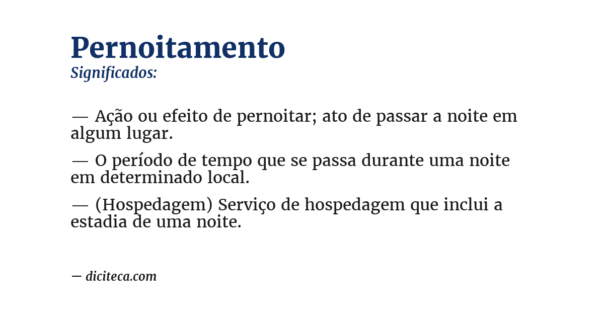 Significado de pernoitamento
