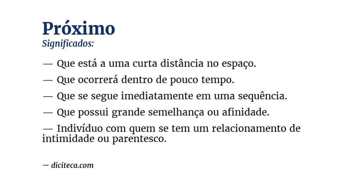 Significado de próximo