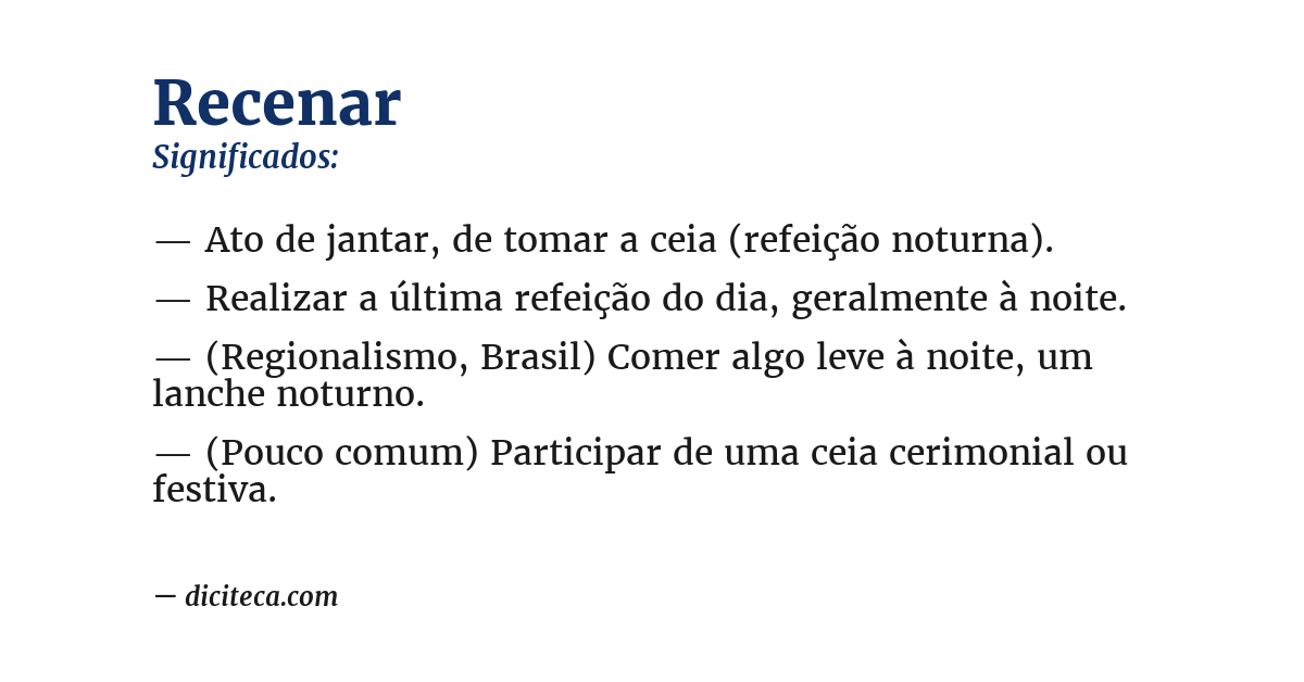 Significado de recenar