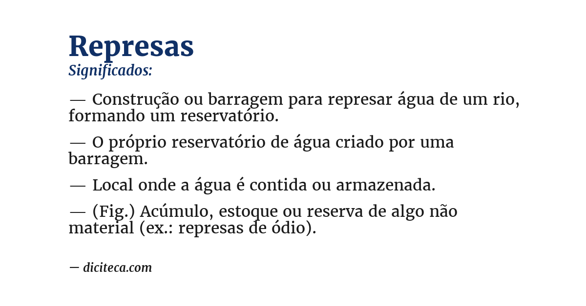 Significado de represas
