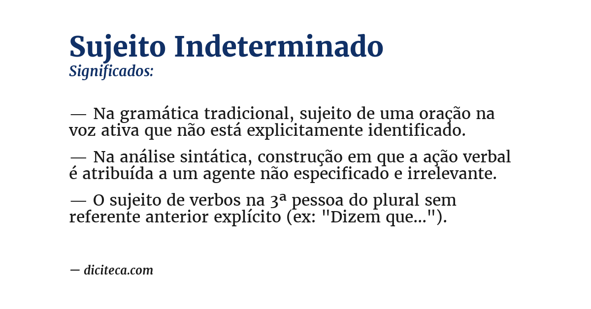 Significado de sujeito indeterminado