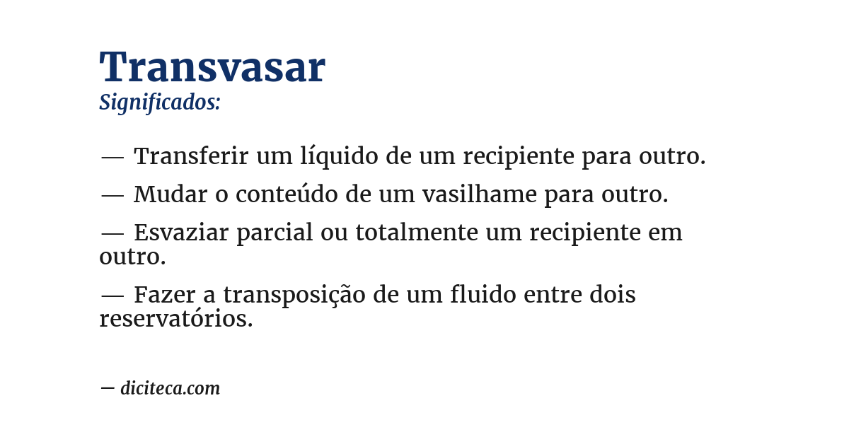 Significado de transvasar