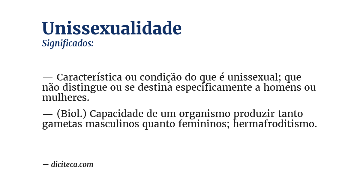 Significado de unissexualidade