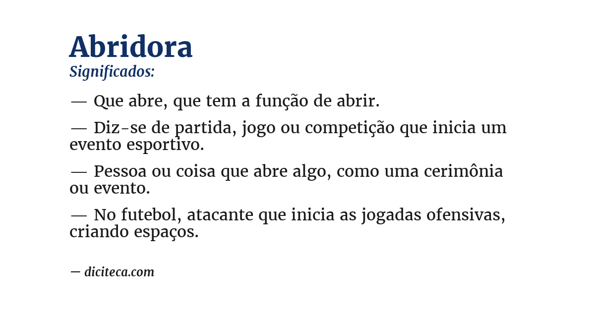 Significado de abridora