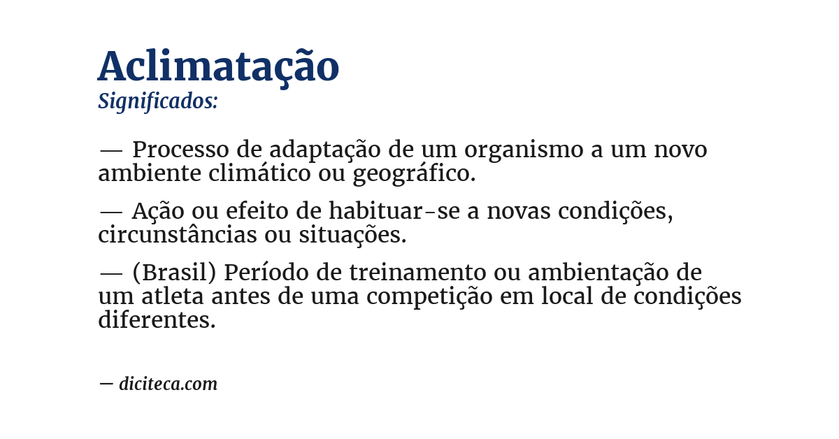 Significado de aclimatação