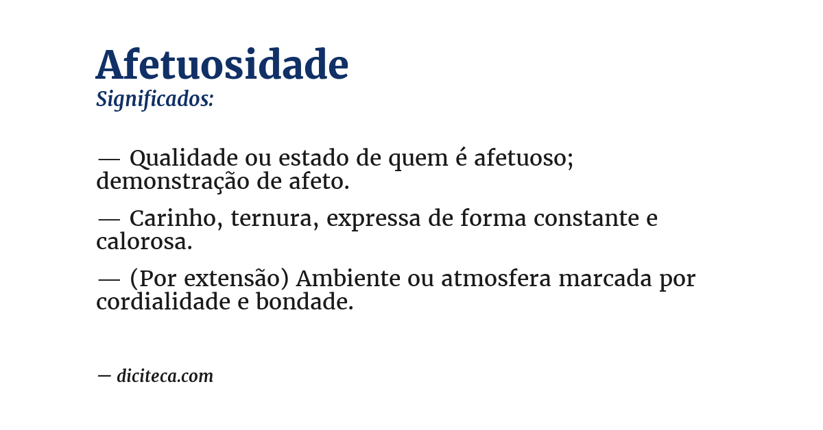 Significado de afetuosidade