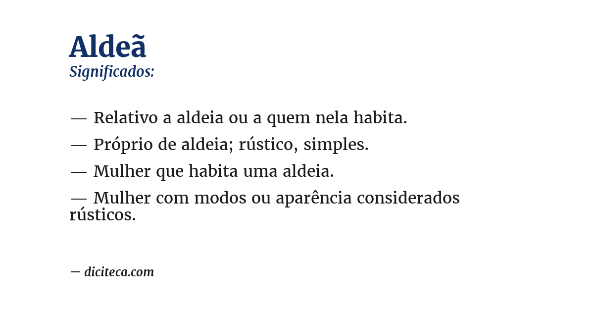 Significado de aldeã