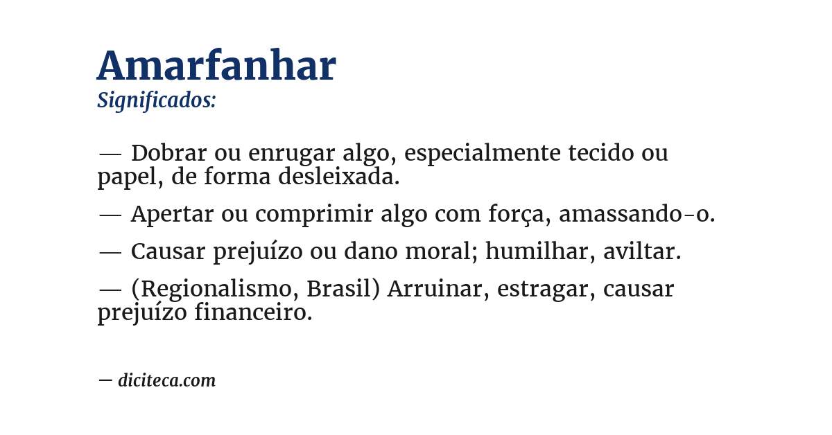 Significado de amarfanhar