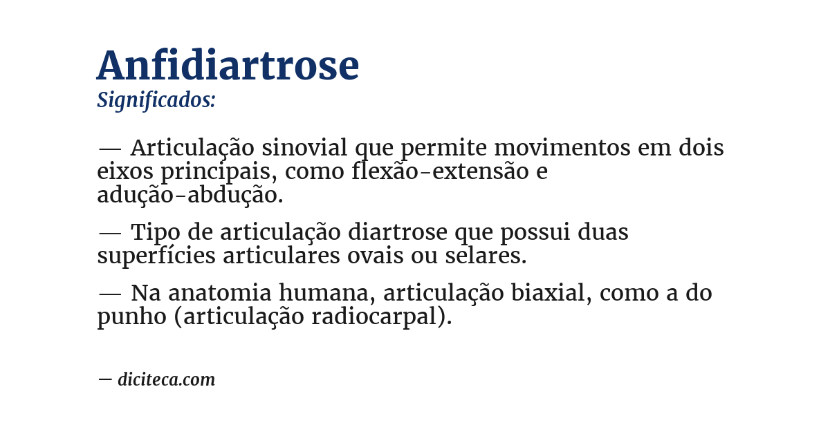 Significado de anfidiartrose