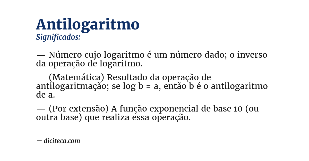 Significado de antilogaritmo
