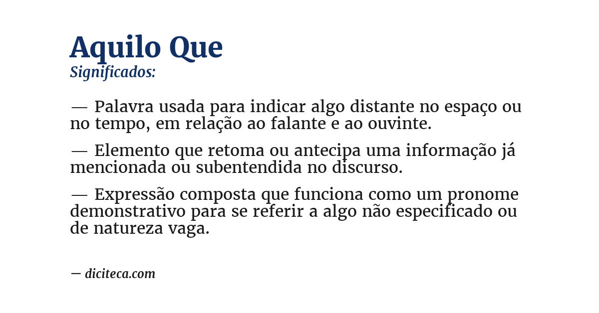 Significado de aquilo que