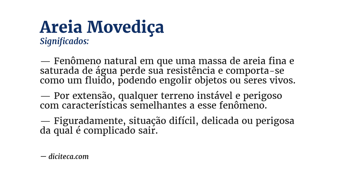 Significado de areia movediça
