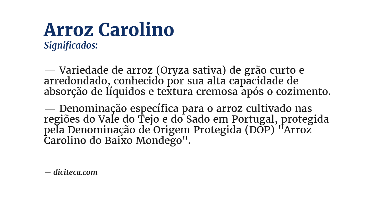 Significado de arroz carolino