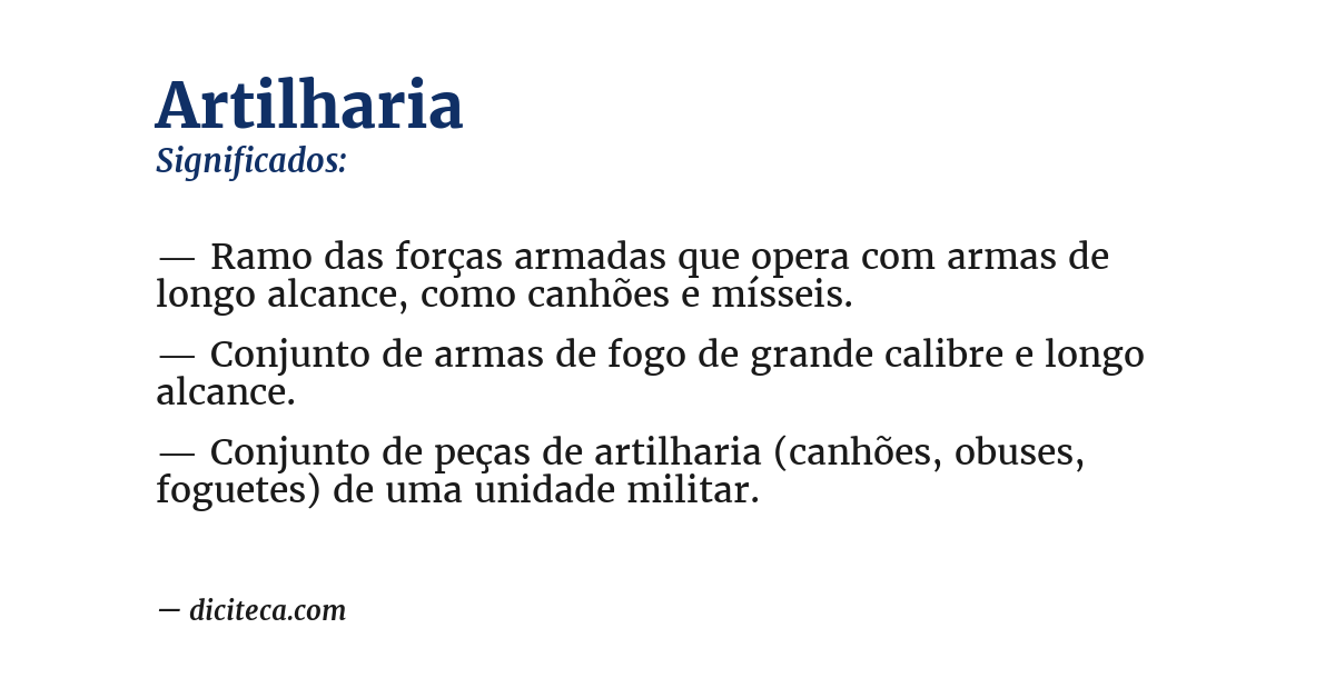 Significado de artilharia
